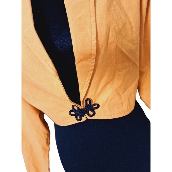 Vintage 80s Cropped Mustard Yellow Power Jacket Women Medium - Picture 9 of 9